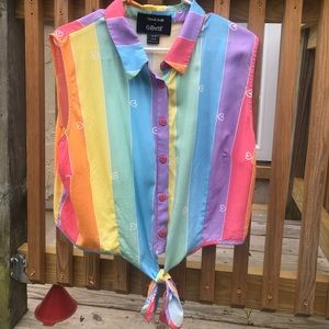 ModCloth Rainbow Cropped Blouse Fits like US12